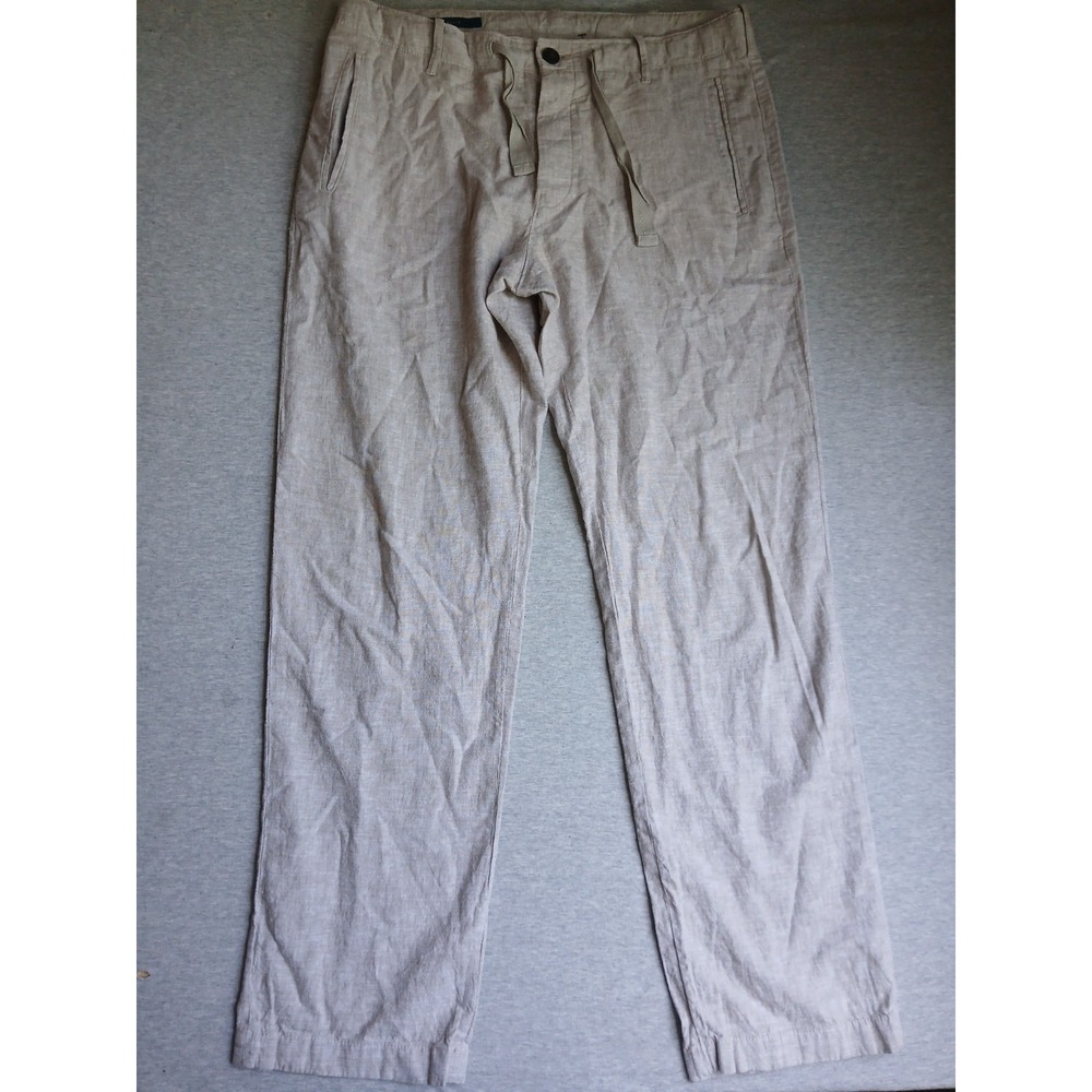 Perry Ellis Pants 30x30 Linen Slim Straight Relaxed Drawstring Trouser Work